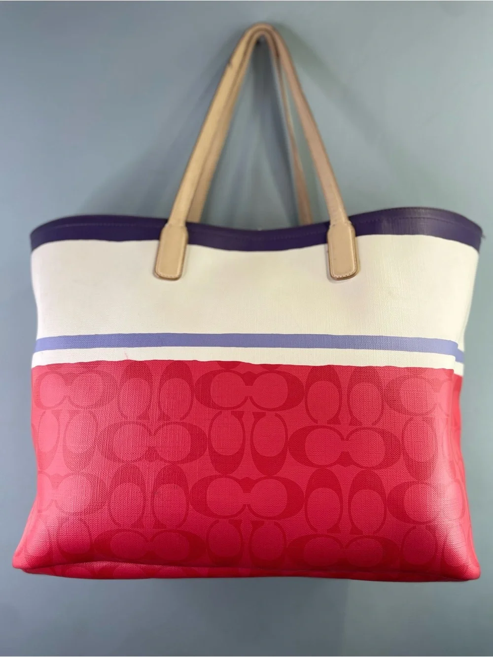 Coach Legacy Weekend Signature Painted Stripe Large Tote